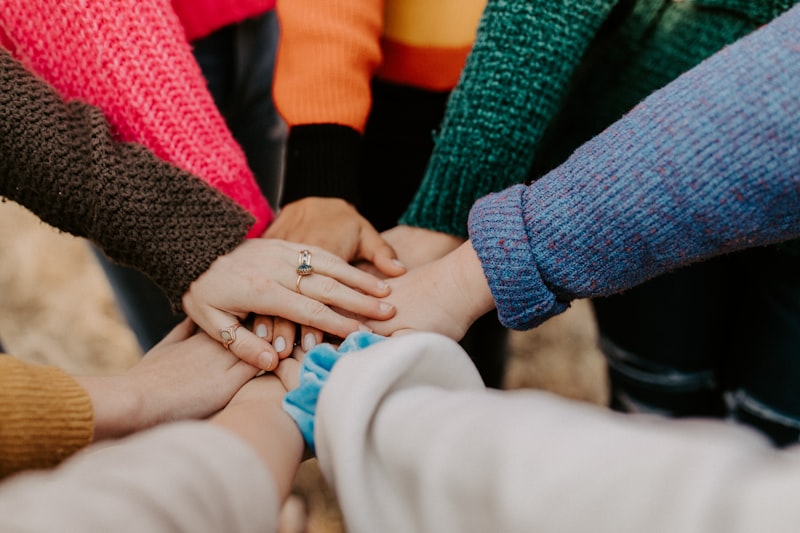 Diverse team working together